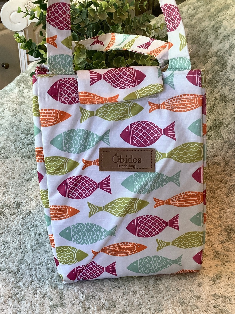 Óbidos Fish Print Lunch Bag Summer Beach Colorful Insulated NWT 10” x 7.5”x7